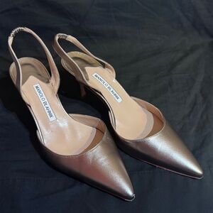 Manolo Blahnik Bronze Slingback Heels